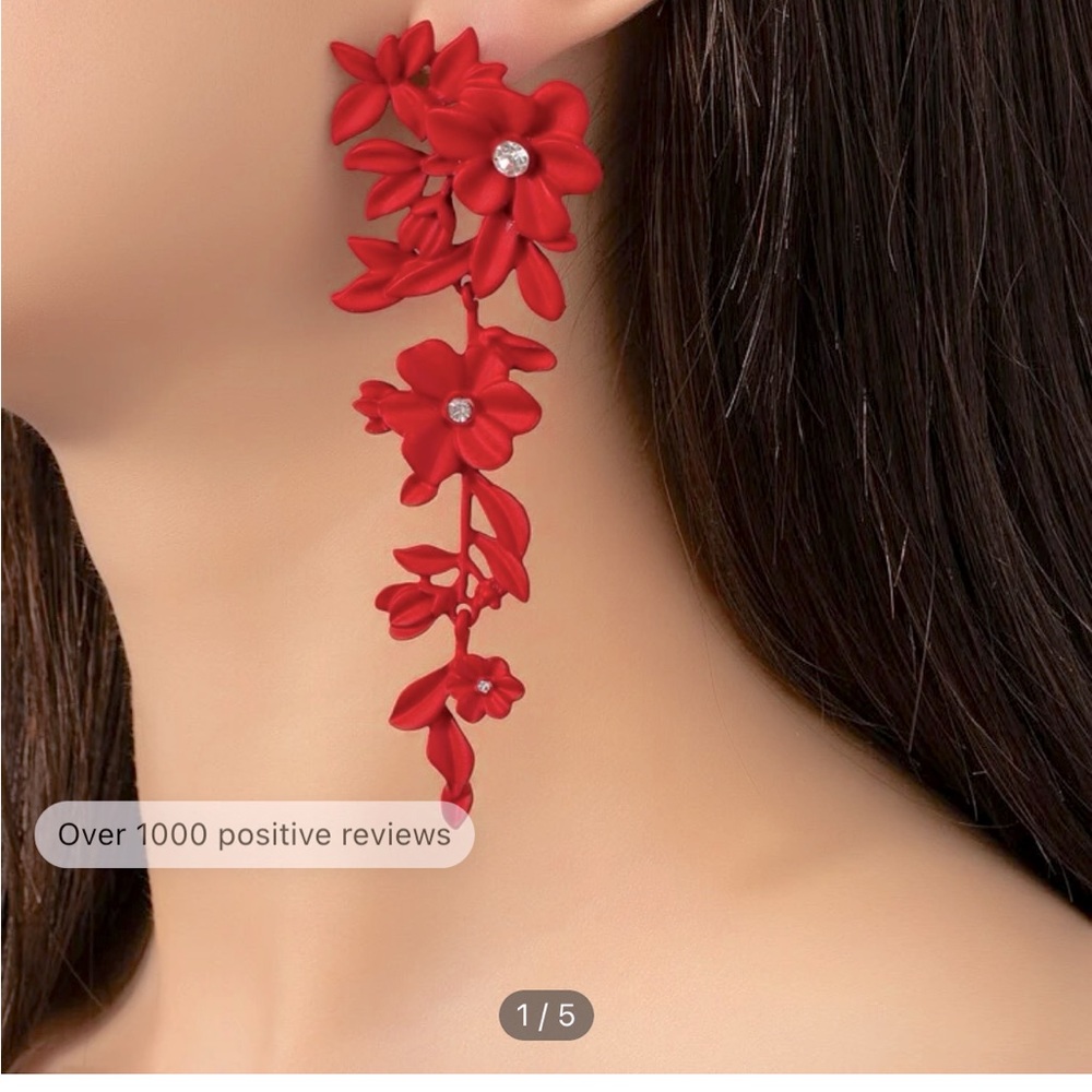 Earrings red flowers